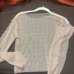 Sheer Pearl Embellished Top